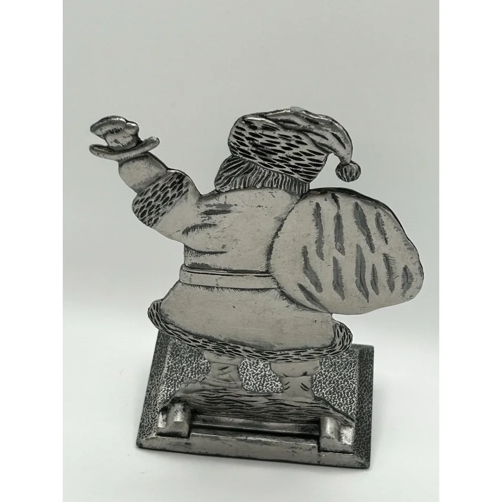 Vintage Pewter Santa Claus Stocking Holder Shelf Fireplace Stocking Holder Hook